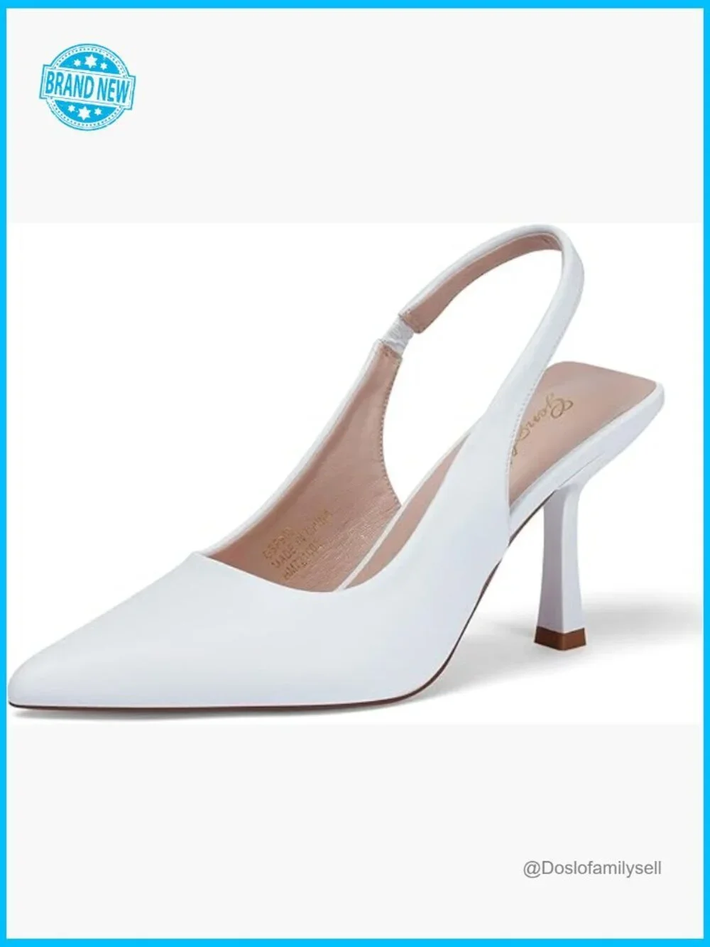 Elegant Slingback Kitten Heel Pumps Pointed Toe Stiletto Slip On Elastic Strap